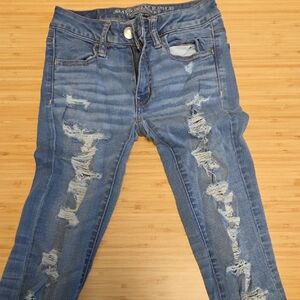 American Eagle Outfitters Blue Ripped Skinny Jeans (Jegging)